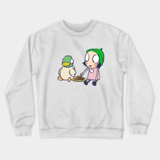 sarah and duck sharing cookies / children cartoon Crewneck Sweatshirt